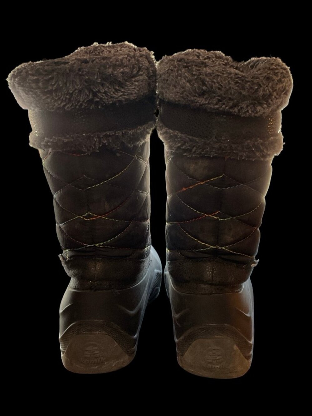 Black Winter Boots w/ Rainbow Stitching - Picture 5 of 6